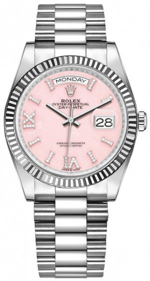 Rolex Day-Date 36 Pink Opal Women's Watch 128239