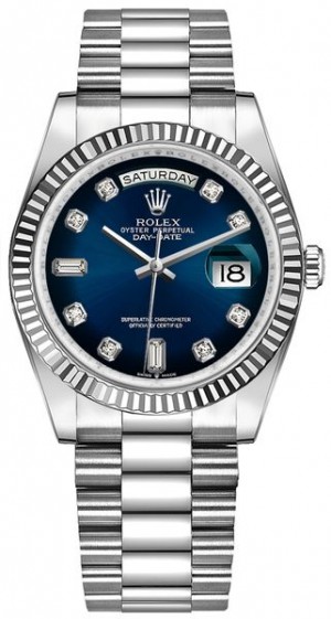 Rolex Day-Date 36 Blue Ombre Diamond Dial Men's Watch 128239