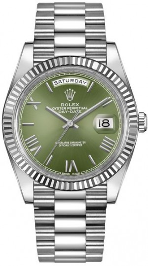 Rolex Day-Date 40 Green Dial White Gold Watch 228239