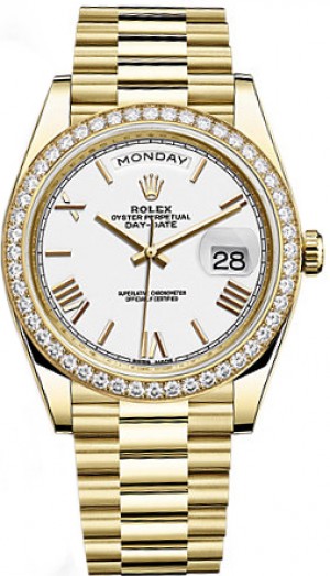 Rolex Day-Date 40 White Dial Gold Men's Watch 228348RBR