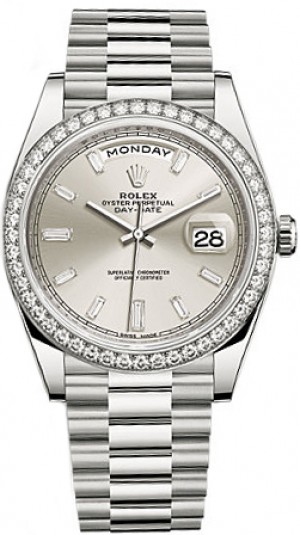 Rolex Day-Date 40 Solid White Gold Diamond Men's Watch 228349RBR