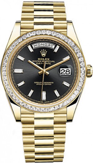 Rolex Day-Date 40 Black Diamond Men's Watch 228398TBR