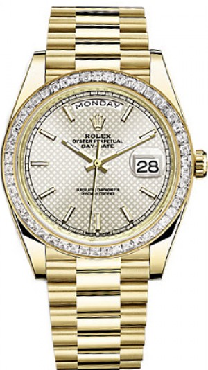 Rolex Day-Date 40 Silver Dial Men's Gold Watch 228398TBR