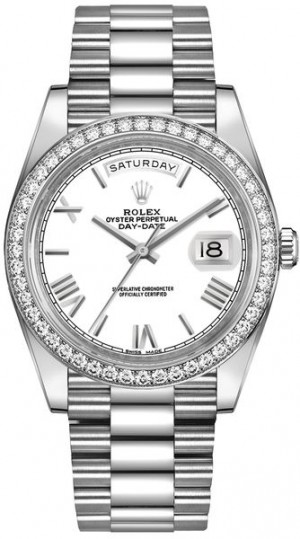 Rolex Day-Date 40 White Dial Diamonds Men's Watch 228349RBR