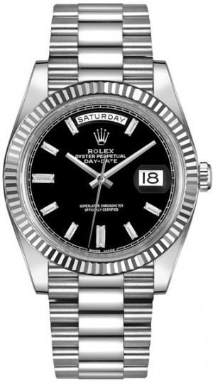 Rolex Day-Date 40 Black Diamond Dial Men's Watch 228239