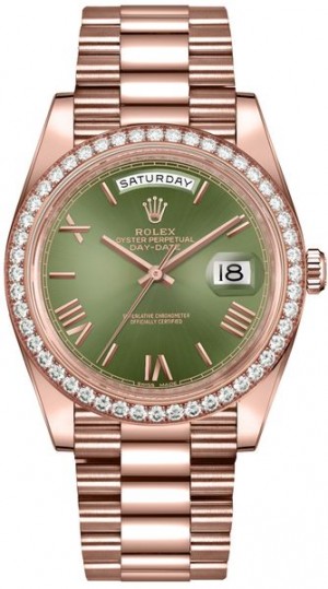 Rolex Day-Date 40 Olive Green Dial Men's Watch 228345RBR