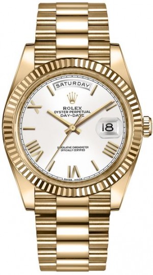 Rolex Day-Date 40 White Dial Gold Men's Watch 228238