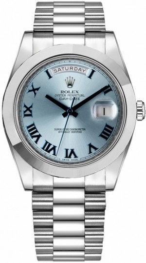 Rolex Day-Date 41 Ice Blue Dial Platinum Men's Watch 218206