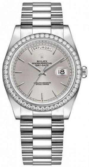 Rolex Day-Date 36 18k White Gold Women's Luxury Watch 128349RBR