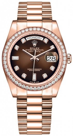 Rolex Day-Date 36 Brown Ombre Dial Women's Watch 128345RBR