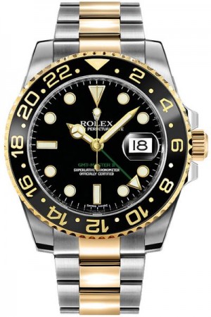 Rolex GMT-Master II Two Tone Black Dial Men's Watch 116713LN