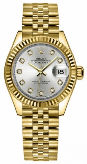 Rolex Lady-Datejust 28 Silver Diamond Dial Women's Watch 279178