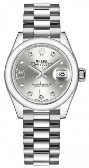 Rolex Lady-Datejust 28 Silver Dial Women's Watch 279166