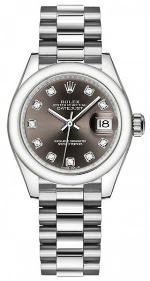 Rolex Lady-Datejust 28 Platinum Case & Bracelet Women's Watch 279166