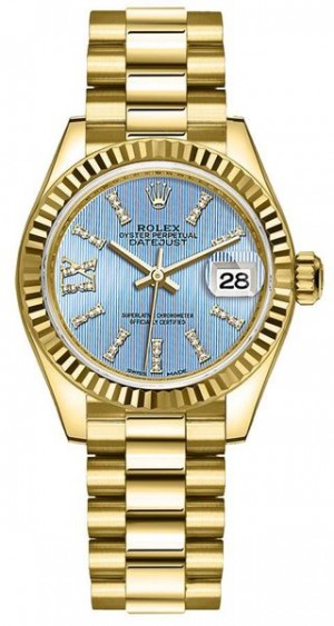 Rolex Lady-Datejust 28 Cornflower Blue Dial Women's Watch 279178