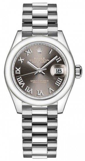 Rolex Lady-Datejust 28 Dark Grey Dial Women's Watch 279166