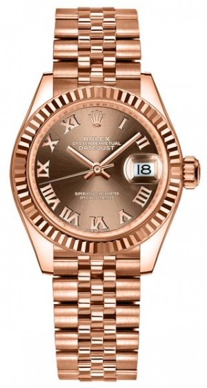 Rolex Lady-Datejust 28 Chocolate Jubilee Bracelet Women's Watch 279175
