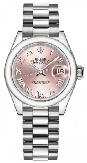 Rolex Lady-Datejust 28 Pink Roman Dial Women's Watch 279166