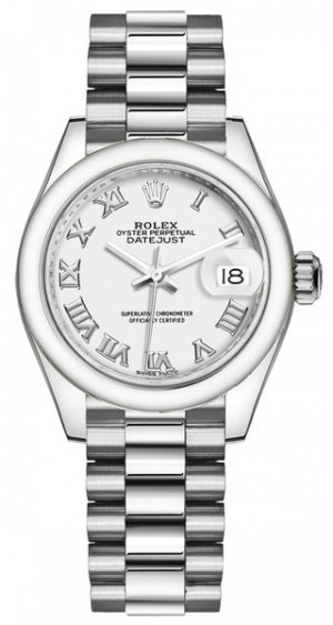 Rolex Lady-Datejust 28 White Roman Numeral Dial Women's Watch 279166