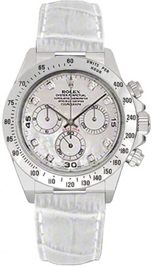 Rolex Cosmograph Daytona White Leather Strap Watch 116519