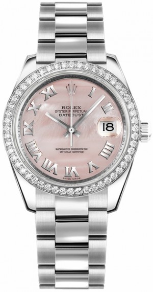Rolex Datejust 31 Pink Roman Numeral Oyster Bracelet Watch 178384