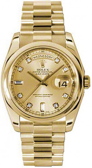 Rolex Day-Date 36 Solid Gold Diamond Watch 118208