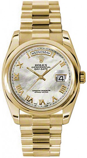 Rolex Day-Date 36 Mother of Pearl Gold Watch 118208
