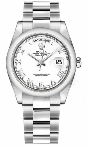 Rolex Day-Date 36 White Roman Numeral Gold Men's Watch 118209