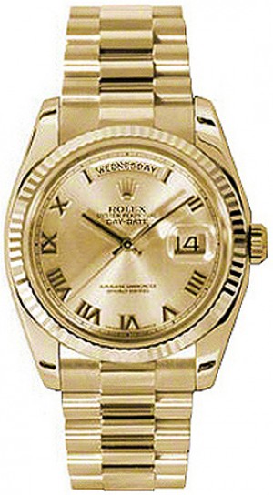 Rolex Day-Date 36 Yellow 18K Gold Men's Watch 118238