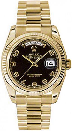 Rolex Day-Date 36 Fluted Bezel Gold Watch 118238