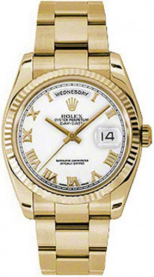 Rolex Day-Date 36 White Dial Oyster Bracelet Watch 118238