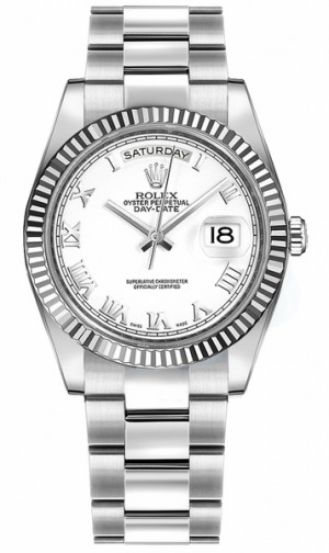 Rolex Day-Date 36 Silver Roman Numeral Dial Gold Watch 118239