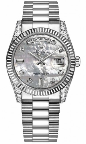 Rolex Day-Date 36 White Gold Diamond Watch 118339