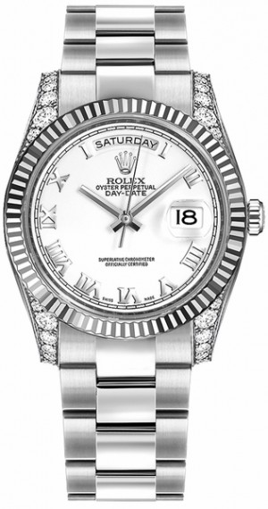 Rolex Day-Date 36 White Roman Numeral Gold Watch 118339