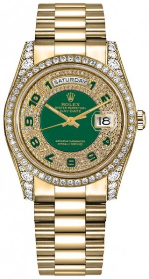 Rolex Day-Date 36 Green Diamond Dial Swiss Watch 118388