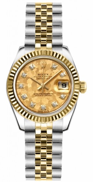 Rolex Lady-Datejust 26 Fluted Bezel Jubilee Bracelet Women's Watch 179173