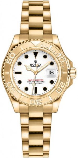 Rolex Yacht-Master 29 White Dial Yellow Gold Watch 169628