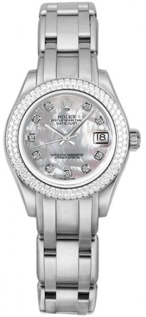 Rolex Pearlmaster Mother of Pearl Diamond Dial Women's Watch 81339