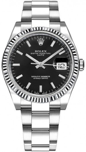Rolex Oyster Perpetual Date 34 Black Dial Watch 115234