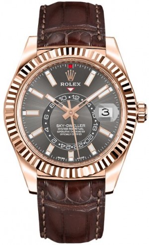 Rolex Sky-Dweller Leather Strap Men's Watch 326135
