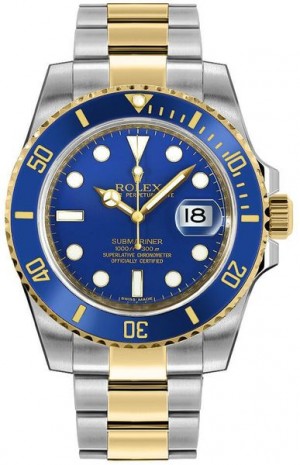 Rolex Submariner Date Two Tone Blue Dial Men's Watch 116613LB